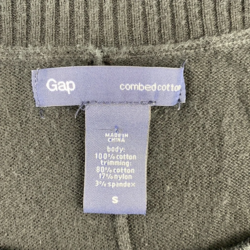 GAP Black Combed Cotton 3/4 Sleeve Boatneck Knit Sweater - Picture 11 of 13